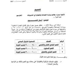 وزارة الصناعة والتجارة تقر تسعيرة اللحوم الجديدة