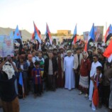 توافد جماهيري من حصوين وقبيلة العوبثاني إلى ساحة الاعتصام بالغيضة للمطالبة بإعلان دولة الجنوب