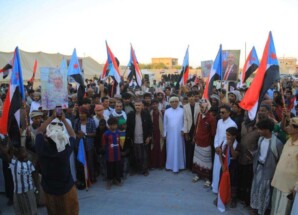 توافد جماهيري من حصوين وقبيلة العوبثاني إلى ساحة الاعتصام بالغيضة للمطالبة بإعلان دولة الجنوب