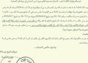 توجيهات لوزير إخواني بإعفاء شركات تجارية من رسوم للدولة بـ 1.5 مليا ريال – وثيقة